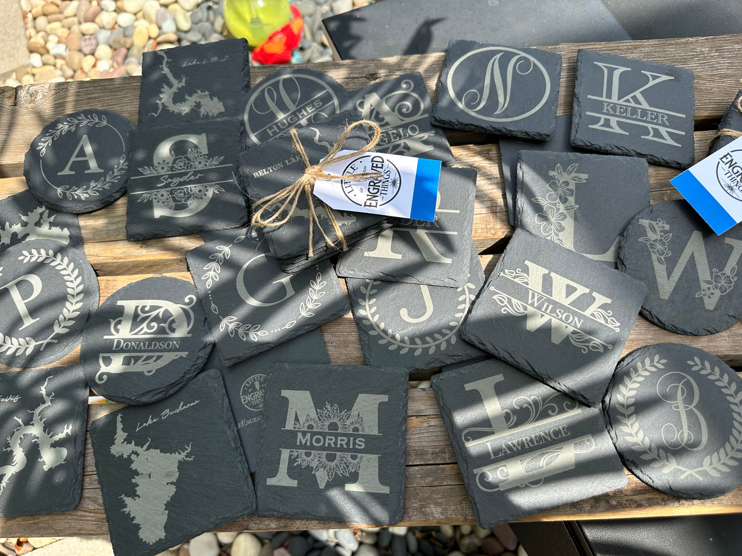 Custom Last Name / Monogram Slate Coaster Laser Engraved