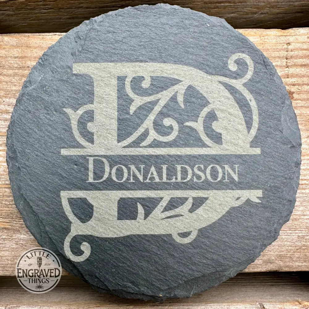 Custom Last Name / Monogram Slate Coaster Laser Engraved Coasters