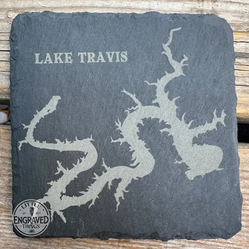 Texas Lakes Slate Coaster Set 1 - Hill Country & Central Tx 4Pc. Coasters