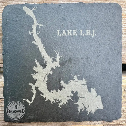 Texas Lakes Slate Coaster Set 1 - Hill Country & Central Tx 4Pc. Coasters