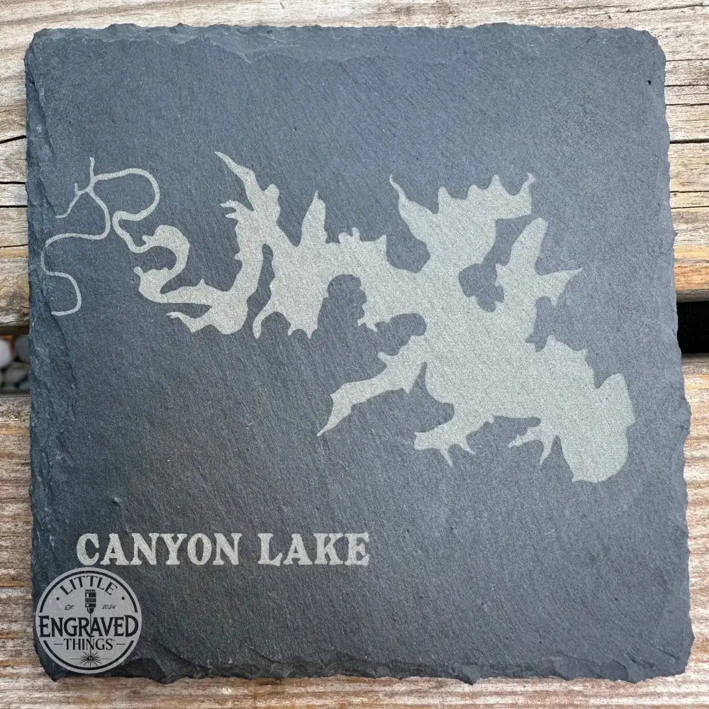 Texas Lakes Slate Coaster Set 1 - Hill Country & Central Tx 4Pc. Coasters